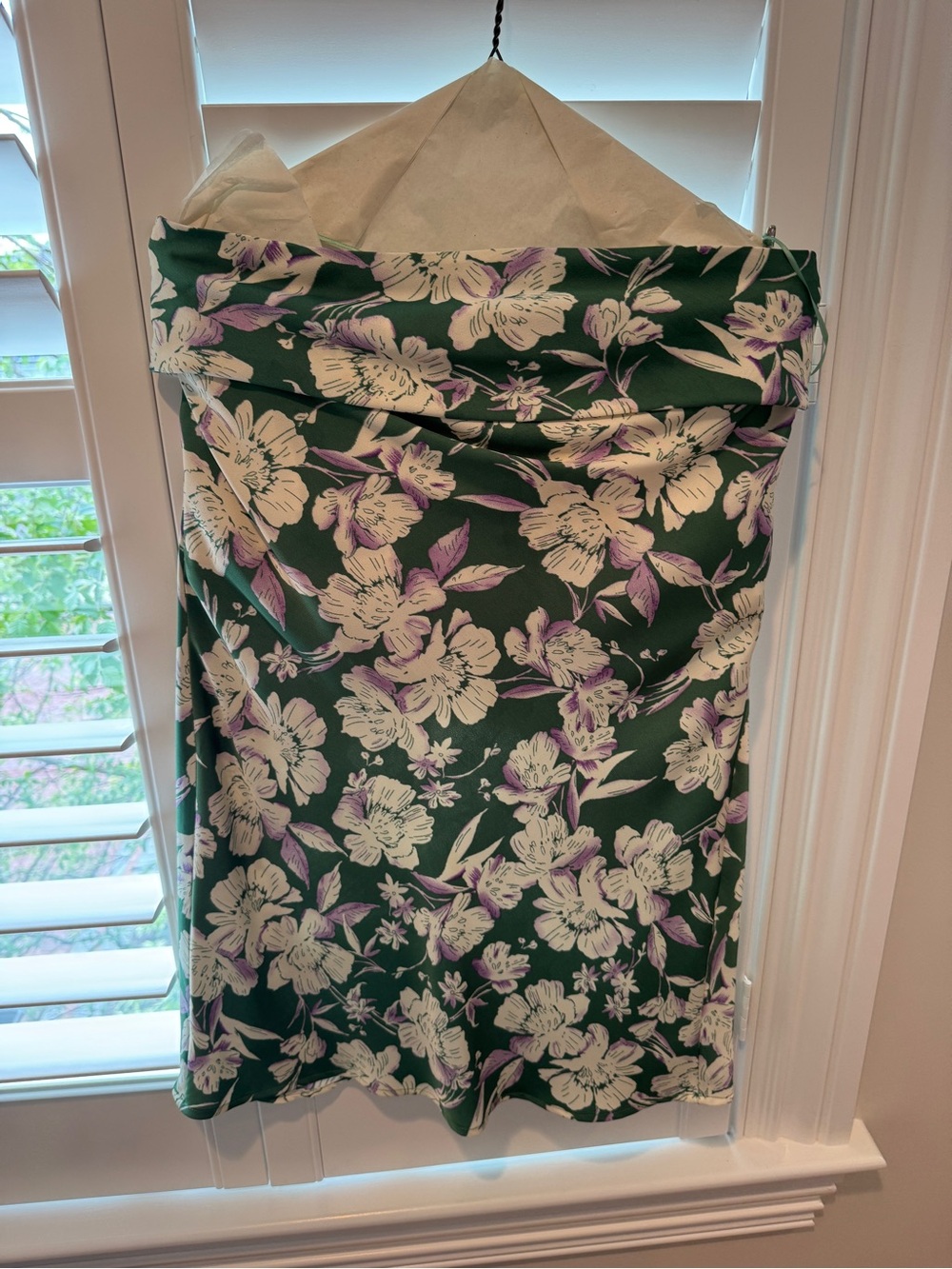 Green Floral Strapless Dress